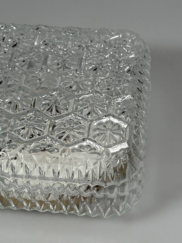1960s 1970s Ceiling Lamp Flush Mount in Glass & Metal Space Age Design