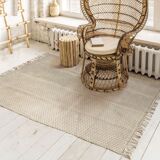 Beige jute and cotton rug 120 x 170 cm