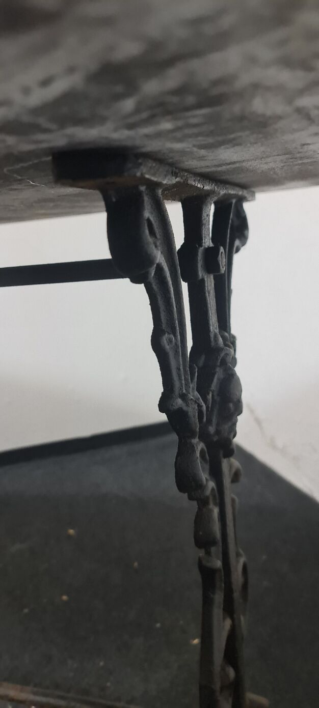 Vintage cast iron and stone garden table