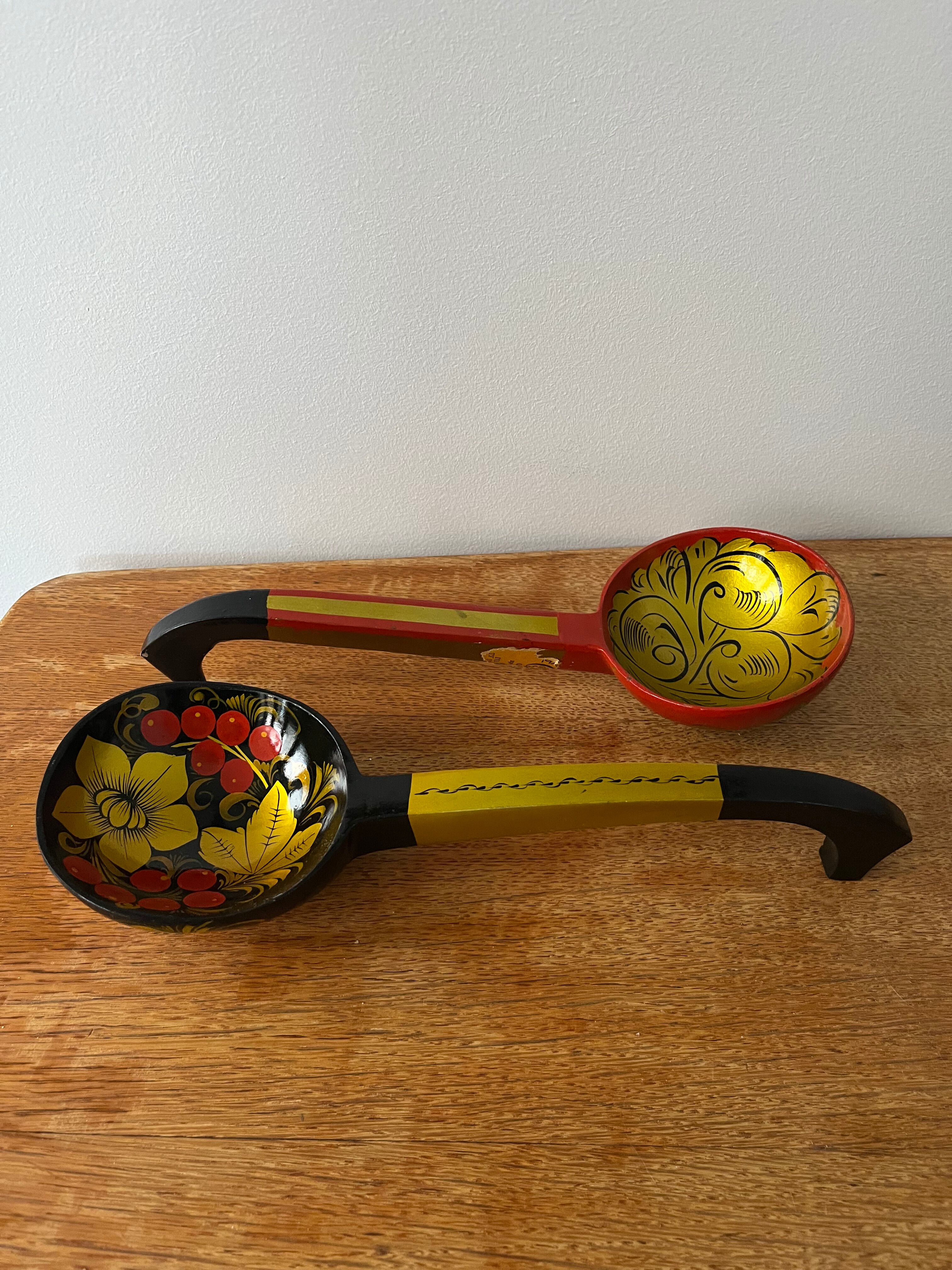 Pair of XL wooden spoons from the Soviet era.