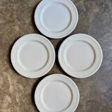 4 assiettes à dessert en faïence blanche