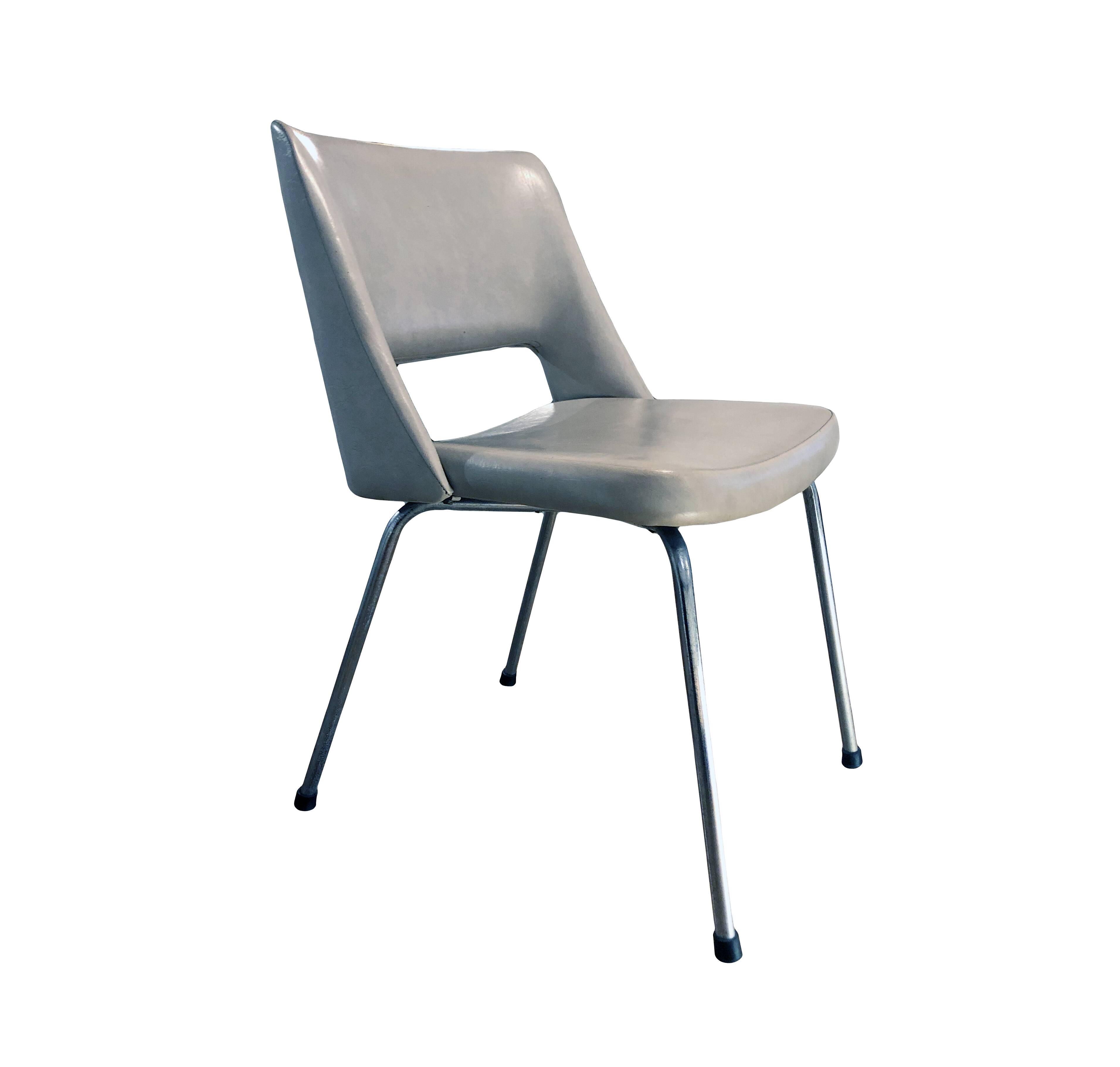 Vintage Armchair • Chrome • Beige Leatherette • 1970
