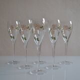 6 champagne flutes Perrier Jouet model Belle Époque by Emile Gallé