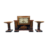Marble and bronze pendulum with two cassolettes