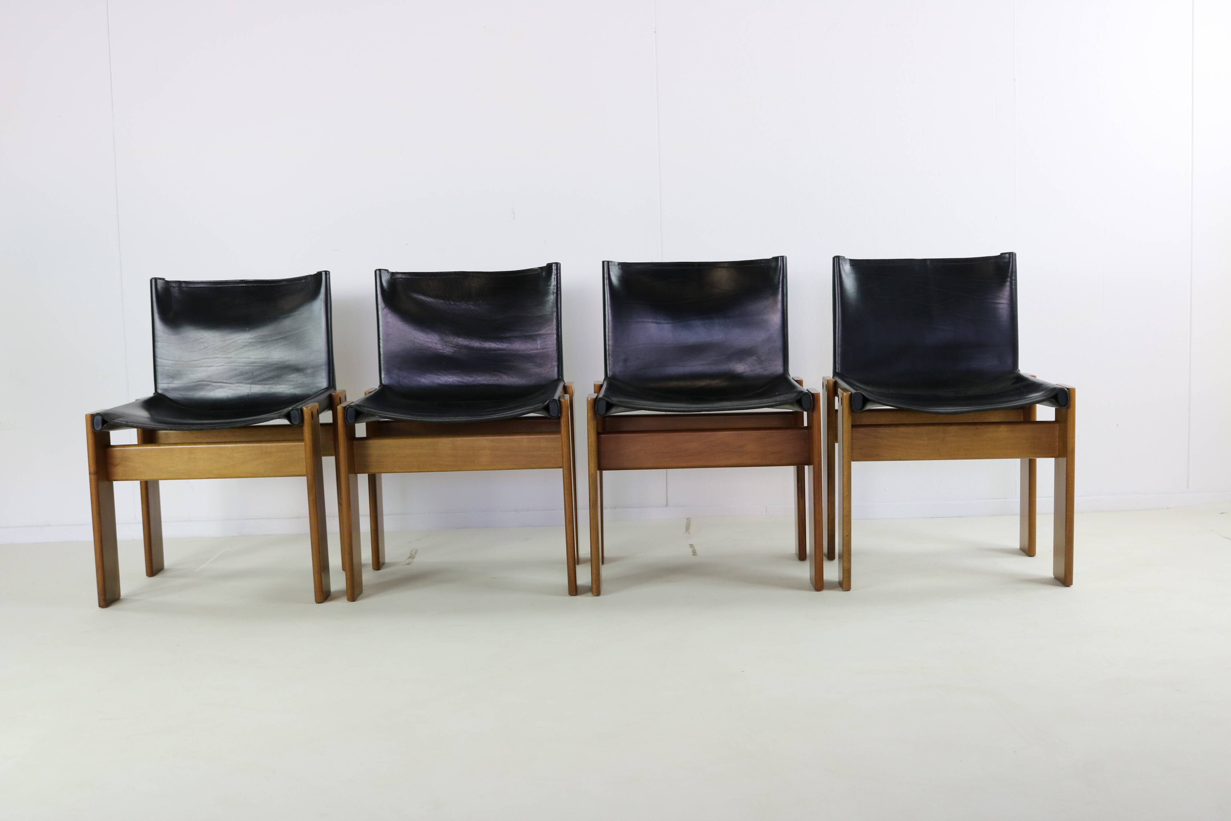 Set of four Italian design dining chairs by Afra & Tobia Scarpa for Molteni