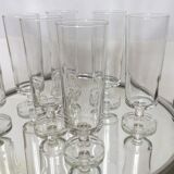 Set of 7 70s flutes Luminarc Arcoroc