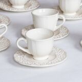 6 antique cups in openwork lace earthenware