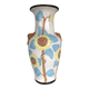 Glazed ceramic vase with polychrome decoration of sunflower flowers 36 cm