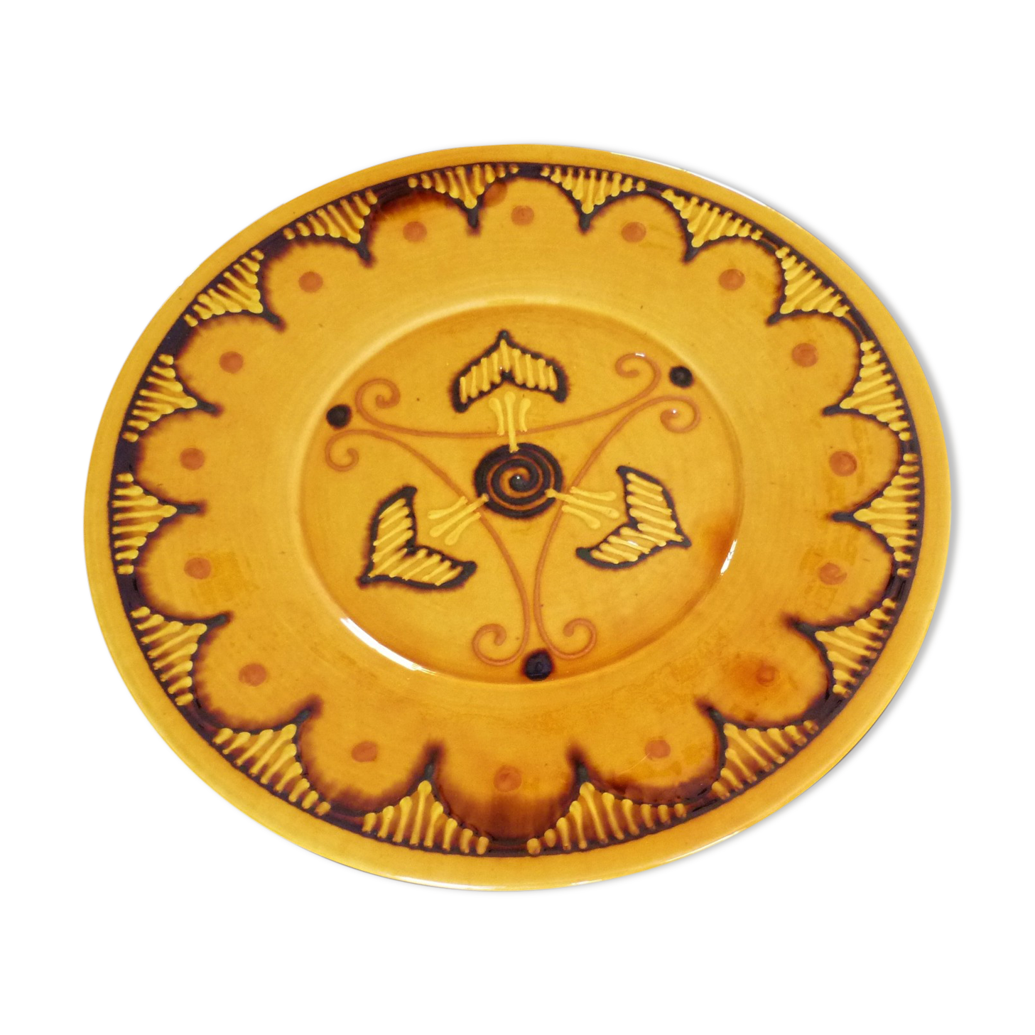 Plat en céramique, terre cuite vernissée signé Biot années 60/70