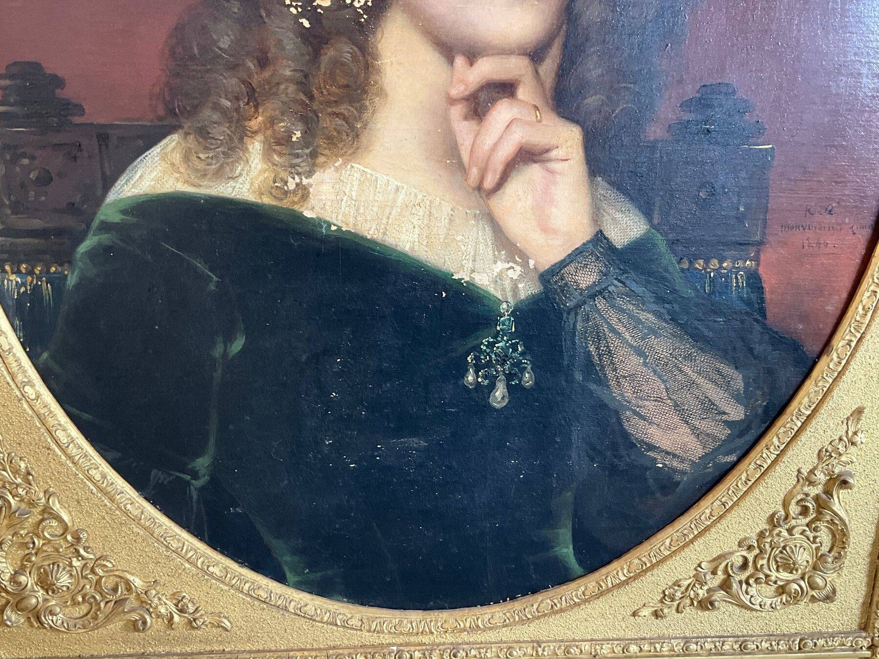 Period portrait signed Raymond Auguste Quinsac Monvoisin 1794-1870