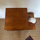Table d’appoint table de chevet vintage bois pieds compas et rotin
