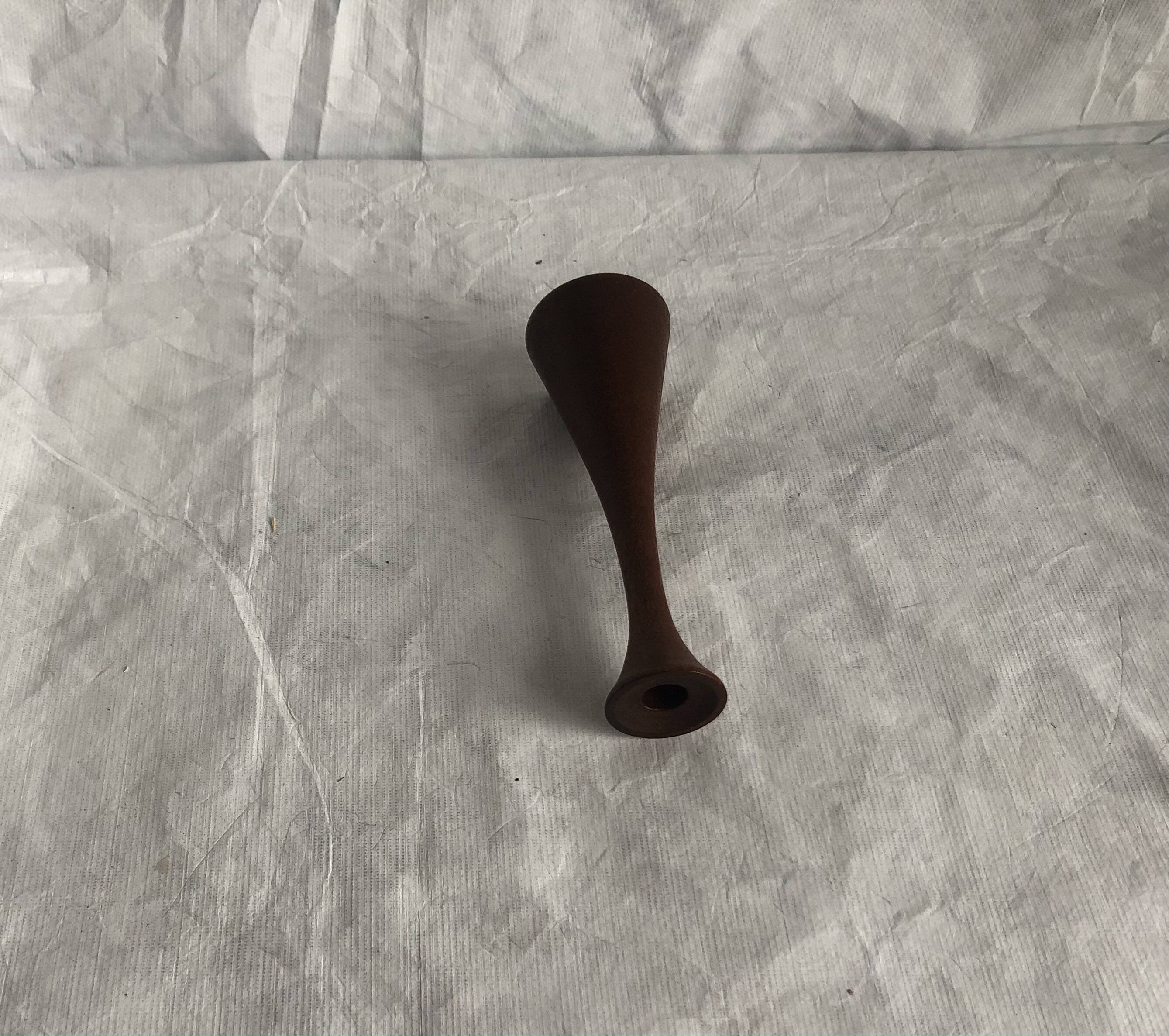 Vintage stained birch wood candle holder, Scandinavian design