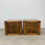 Pair of vintage Maison Regain elm bedside tables