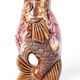 Vallauris fish pitcher vase from the 60s, amber and pink