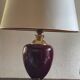 Large burgundy ceramic and brass table lamp