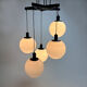 Mid century hanging lamp with 5 white bols, 1970s