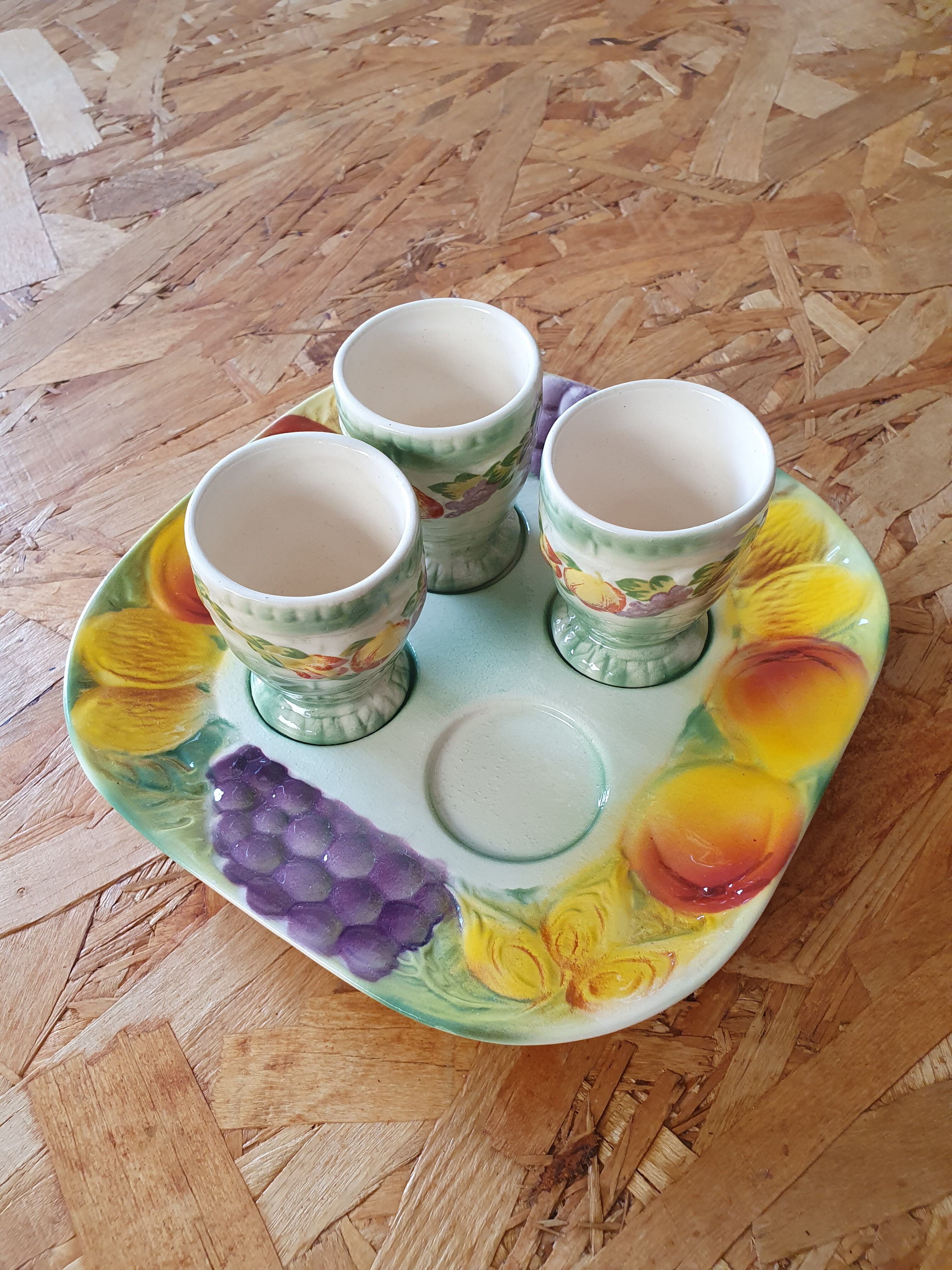 Saint Clément set of cockerels and slip tray