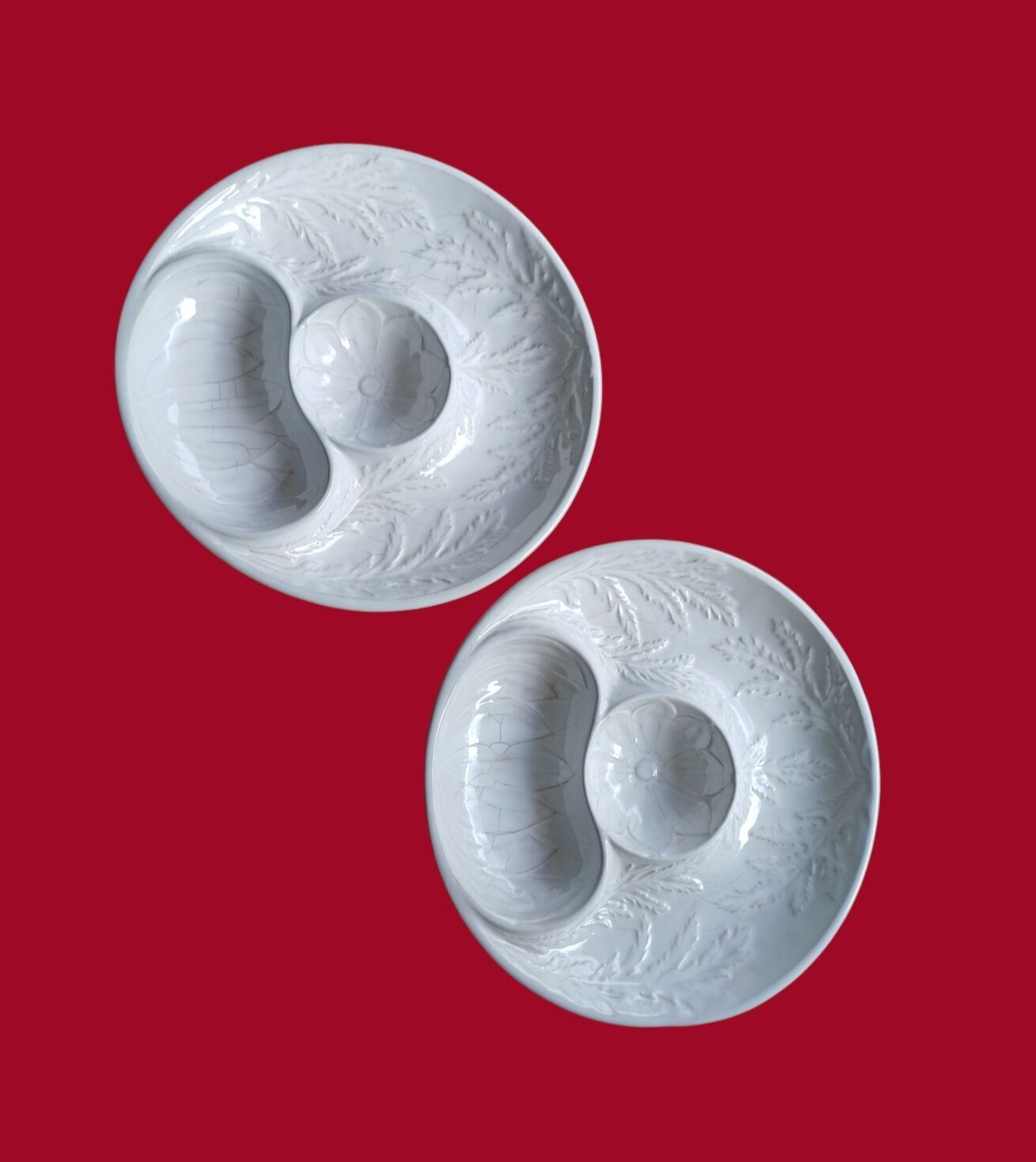 4 barbotine plates with artichoke pattern from Bordallo.