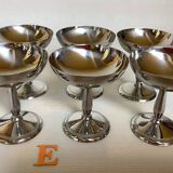 6 footed bowls with silver frieze in metal for ice.