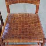 Set of 6 Schuitema dining chairs from the Shaker collection with woven leather seat and backrest
