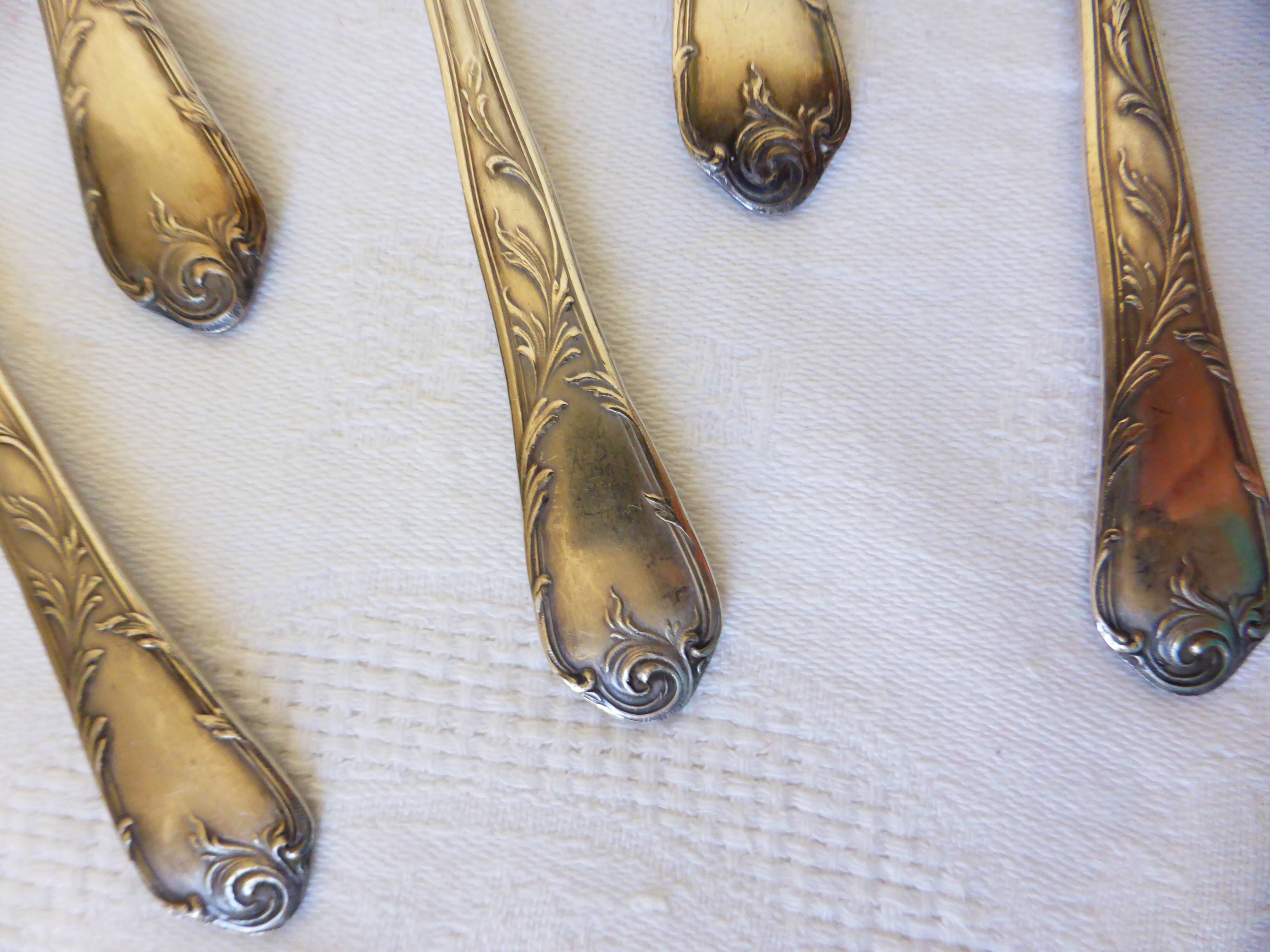 6 vintage teaspoons in silver metal punched 2106149