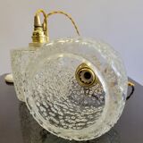Trio of scrambled glass pendant lamps