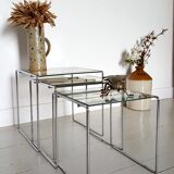 Lot of 3 glass tables