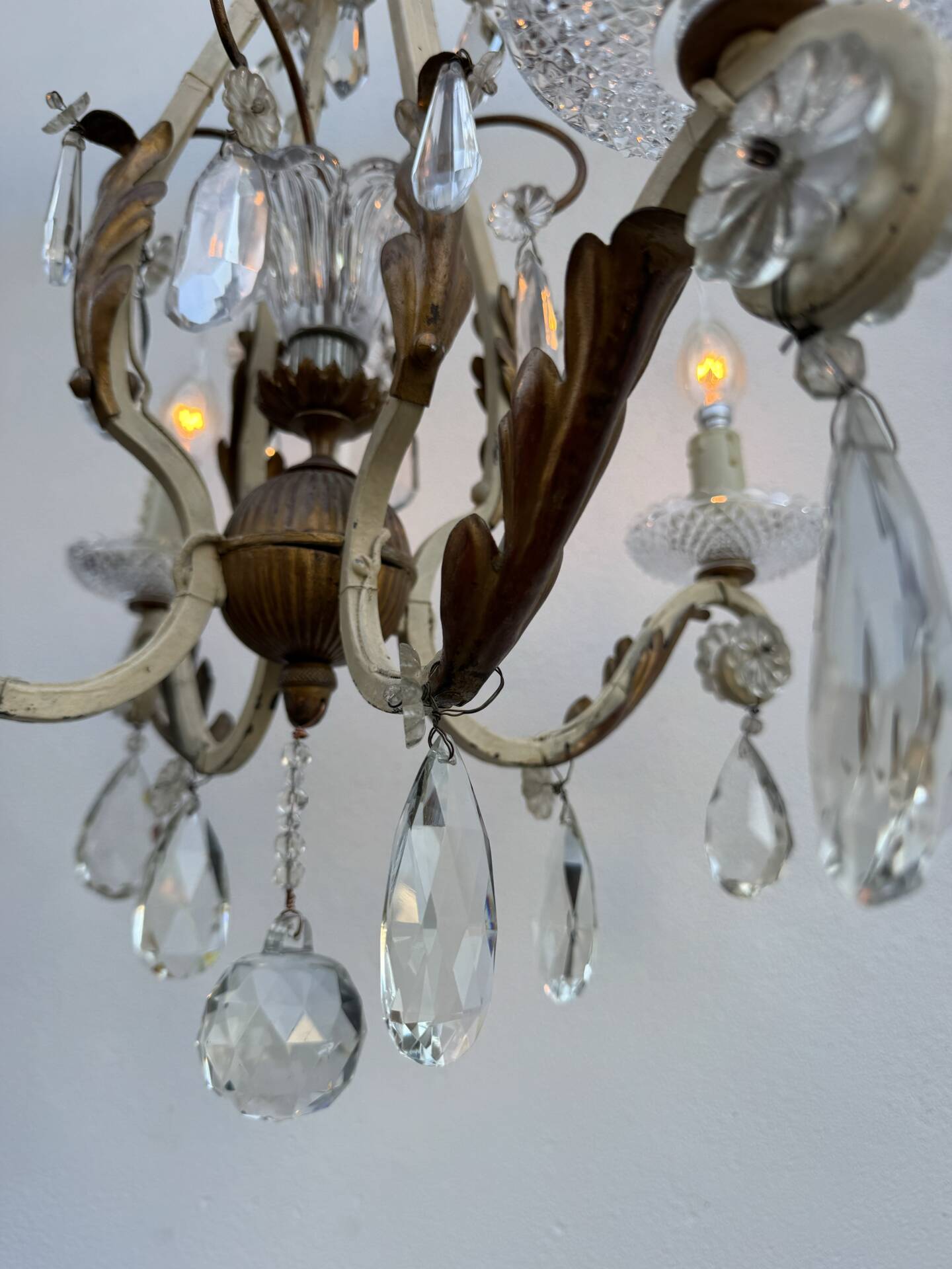Crystal pendant chandelier wrought iron 1900