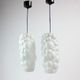 Bubble pendants in white opaline glass, Czechoslovakia 1960s, set of 2