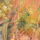 Impressionist seaside landscape with village