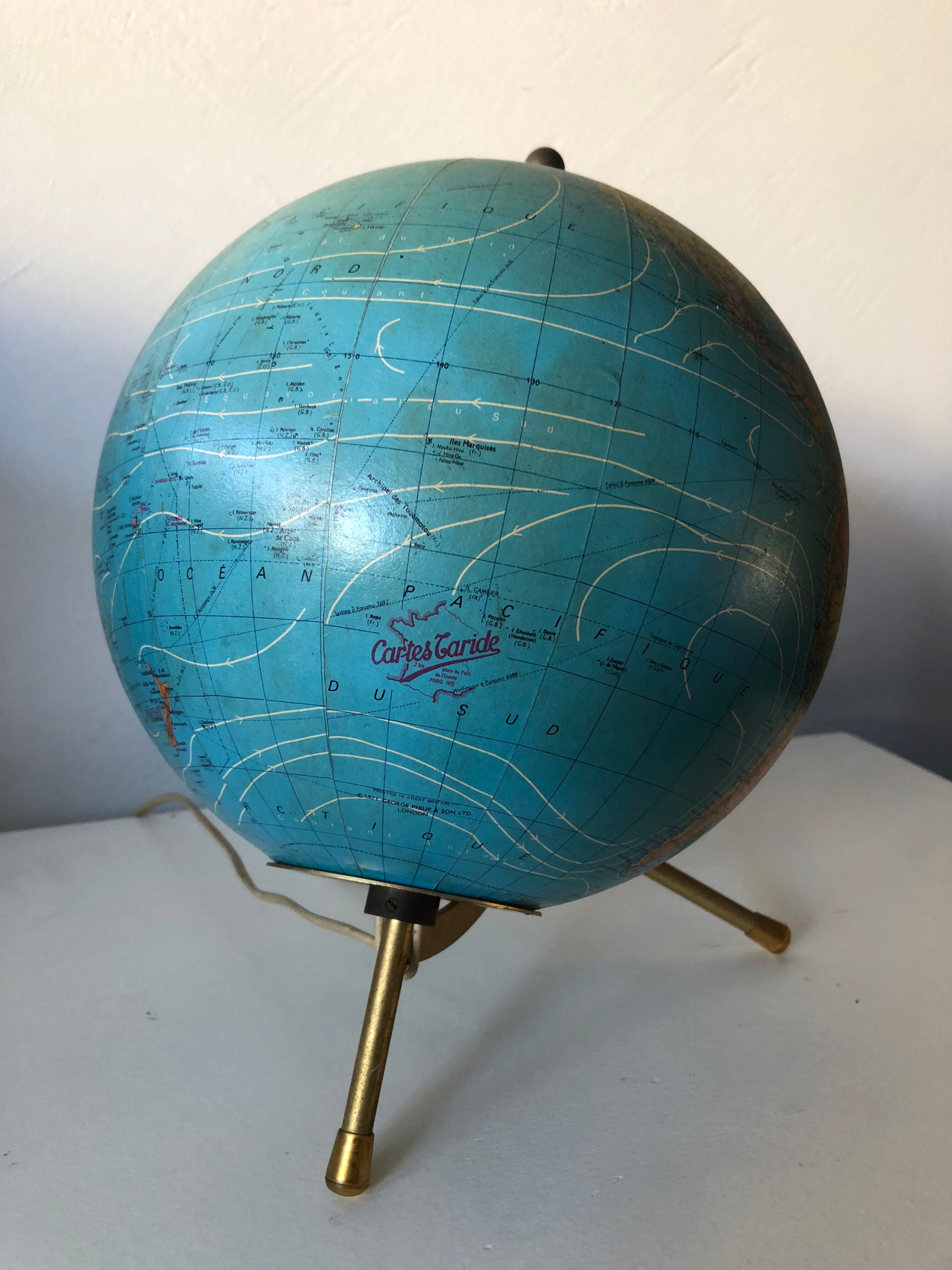 World map globe tripod vintage