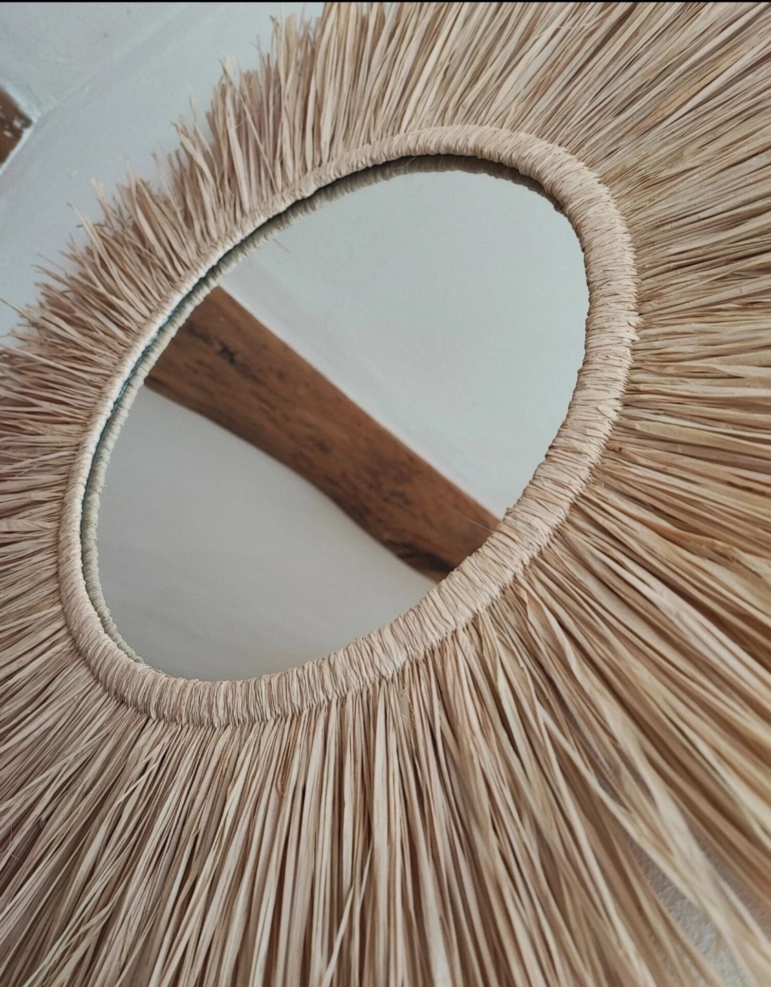 Miroir raphia fait main, création artisanale
