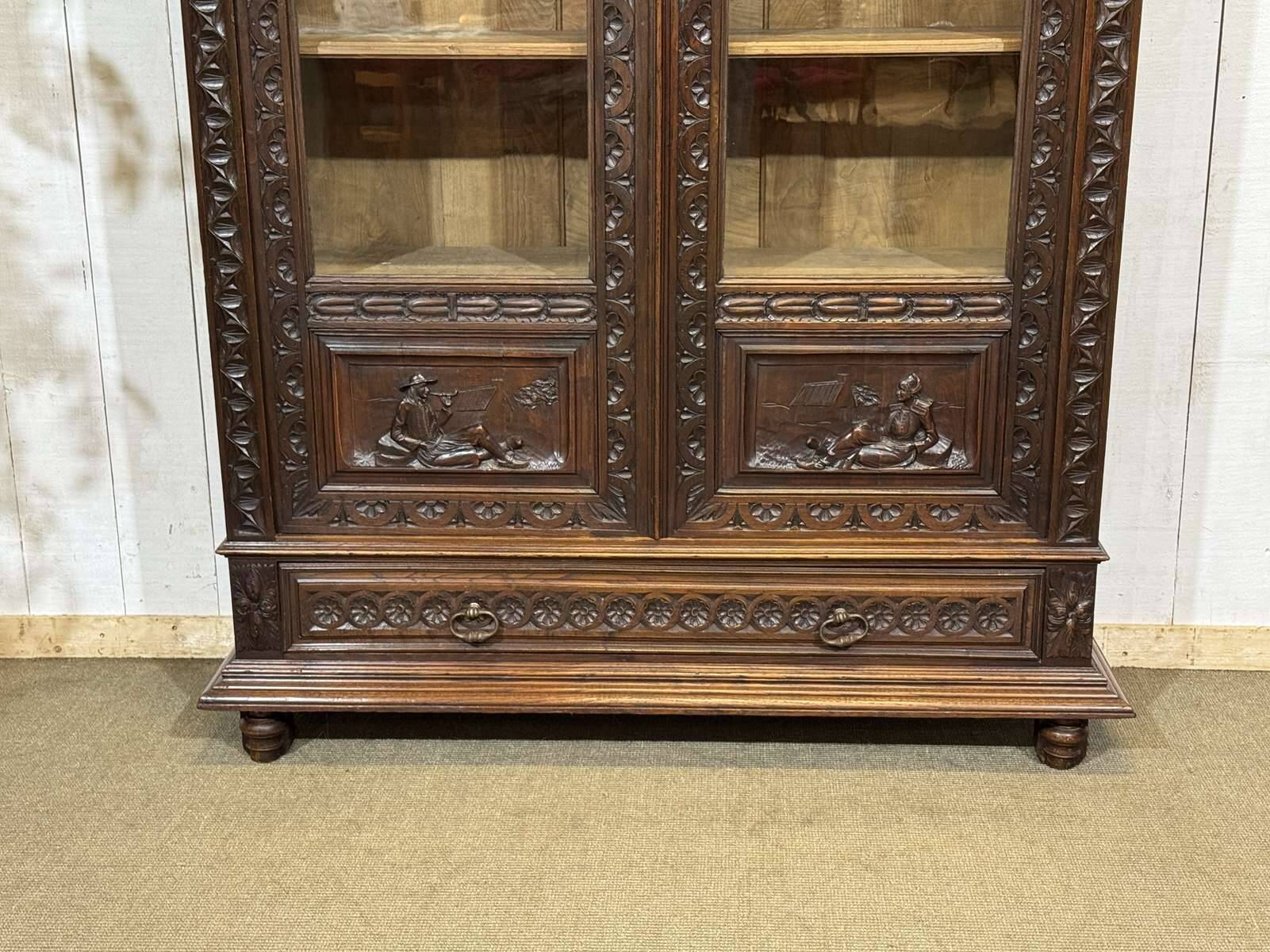 Breton library from the early 20th century in chestnut wood