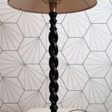 Turned wooden lamp