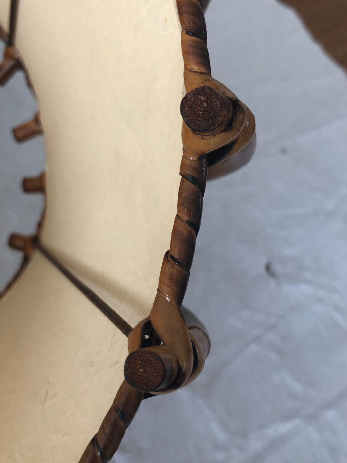 Vintage rattan pendant lamp with paper lampshade