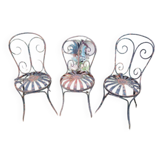 3 19th century wrought iron chairs