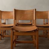Vintage Kotka Dining Chairs Tomas Jelinek IKEA, Pine Leather 1980s Set of 6
