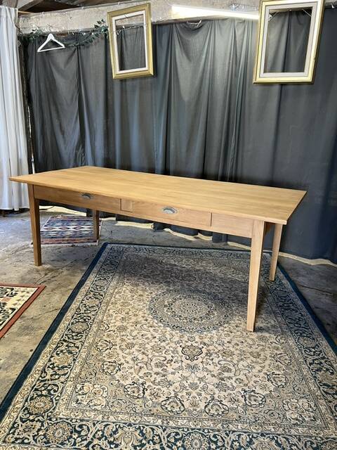Large vintage table in restored solid elm.
