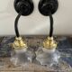 Pair of vintage holophane glass sconces electrified