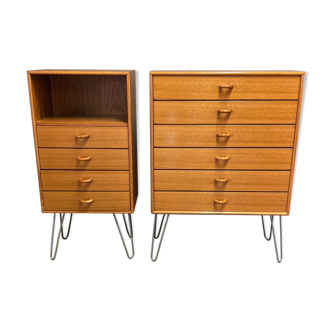 Duo of Scandinavian design dressers 1950.