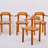 Set of four modern mid-century Scandinavian rustic dining chairs