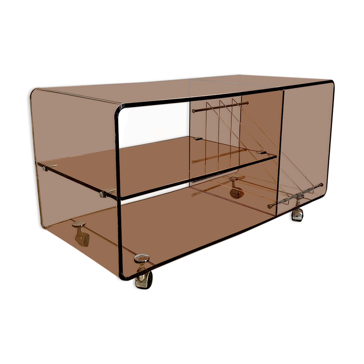 Hifi furniture in vintage smoked plexiglass 70's