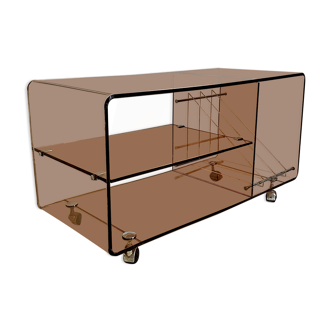 Hifi furniture in vintage smoked plexiglass 70's