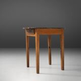 French round sidetable in oak with blue top and beautiful patina, ca. 1850