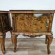 1950s Chippendale bedside tables with black glass
