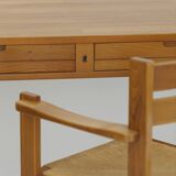 Bureau en bois massif (Orme) vintage Dlg Regain Circa 1980