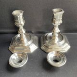 Pair of candlesticks in silver metal regency style