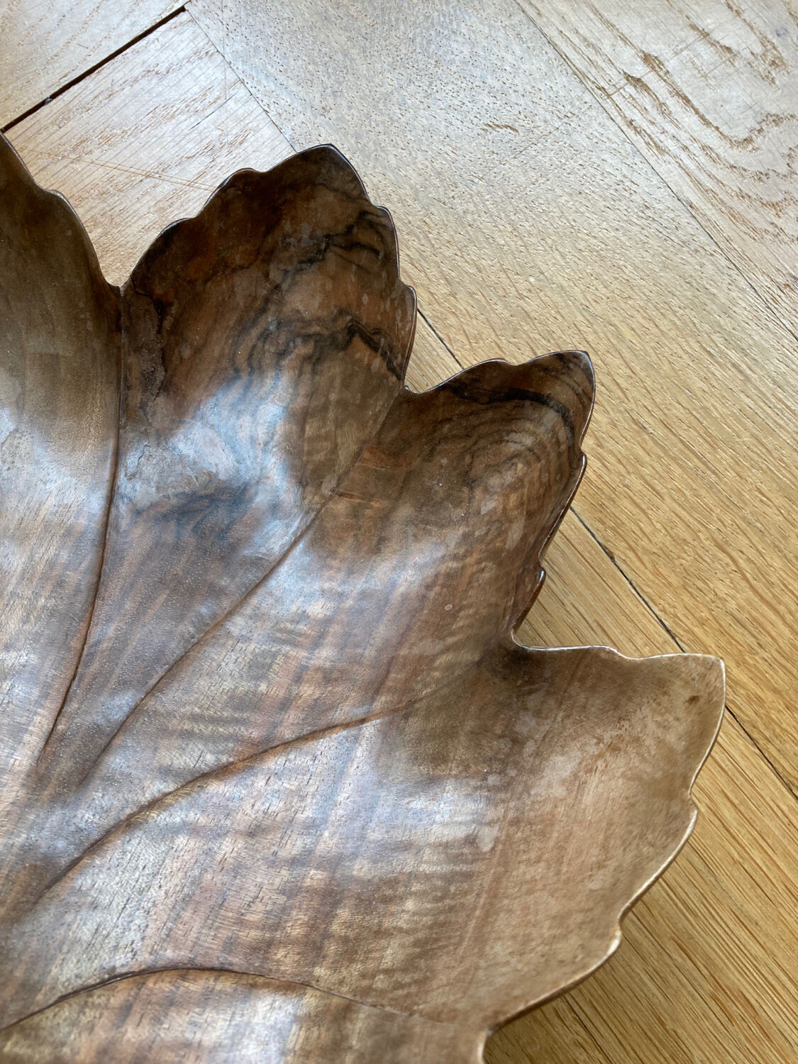 Carved wooden fruit bowl
