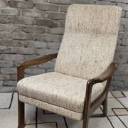 Vintage Scandinavian reclining armchair in curved wood – 1960s/70s