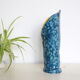 Handmade ceramic vase, glazed blue and yellow, vintage
